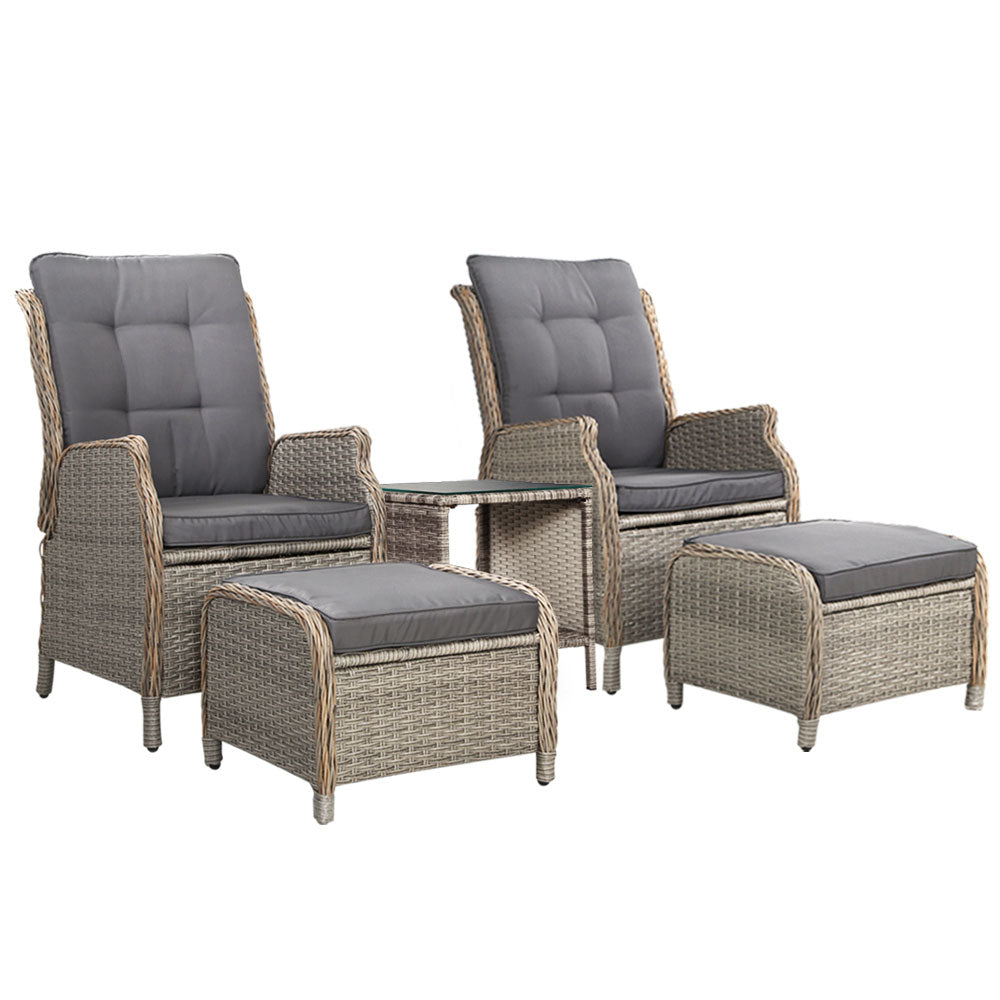 Montville 5 Piece Outdoor Recliner Set, Grey