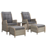 Montville 5 Piece Outdoor Recliner Set, Grey