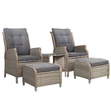 Montville 5 Piece Outdoor Recliner Set, Grey