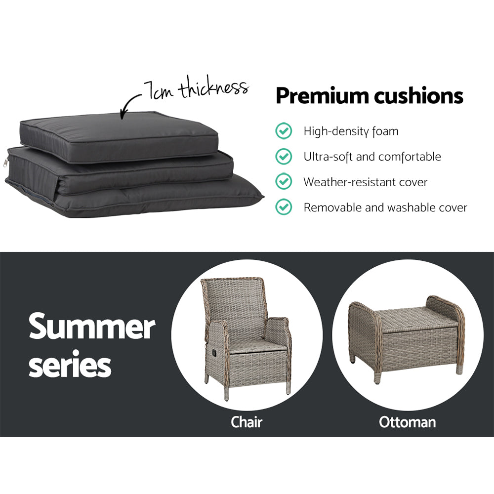 Montville 5 Piece Outdoor Recliner Set, Grey