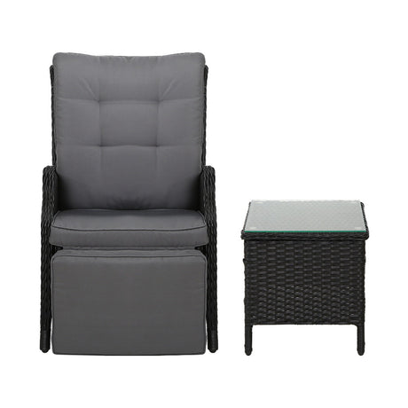 Gardeon Adjustable Wicker Recliner Chair Set