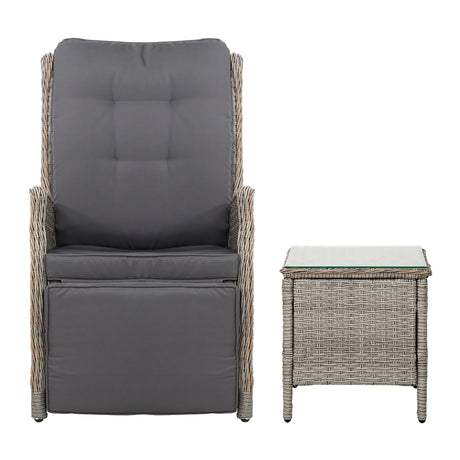 Gardeon Adjustable Wicker Recliner Chair Set