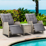 Yaroomba 3 Piece Outdoor Recliner Set, Grey