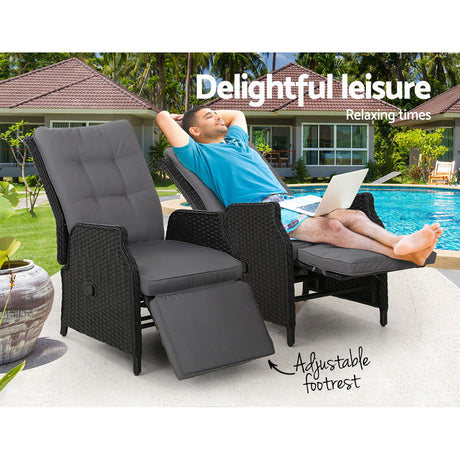 Gardeon Premium Adjustable Wicker Recliner Chairs