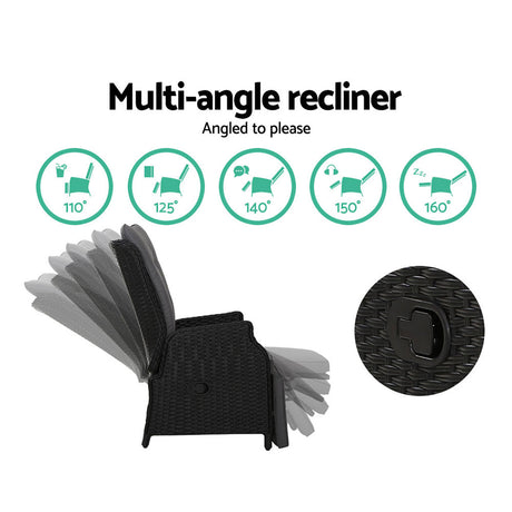 Gardeon Premium Adjustable Wicker Recliner Chairs
