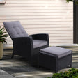Gardeon Outdoor Wicker Recliner Chair and Ottoman Set Adjustable Black — Allure Home Collections