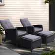Gardeon Luxury Adjustable Wicker Recliner Set
