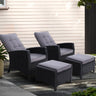 Gardeon Luxury Adjustable Wicker Recliner Set