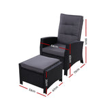 Gardeon Luxury Adjustable Wicker Recliner Set