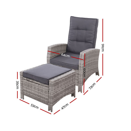Halifax 2 Piece Recliner Set, Grey