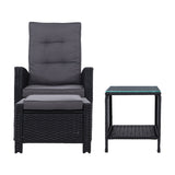 Gardeon 3-Piece Adjustable Wicker Recliner Set