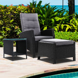 Gardeon 3-Piece Adjustable Wicker Recliner Set