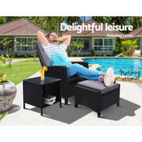 Gardeon 3-Piece Adjustable Wicker Recliner Set