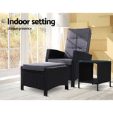 Gardeon 3-Piece Adjustable Wicker Recliner Set