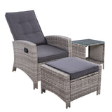 Gardeon 3-Piece Adjustable Wicker Recliner Set
