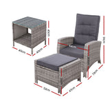 Gardeon 3-Piece Adjustable Wicker Recliner Set