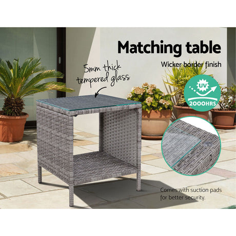 Gardeon 3-Piece Adjustable Wicker Recliner Set