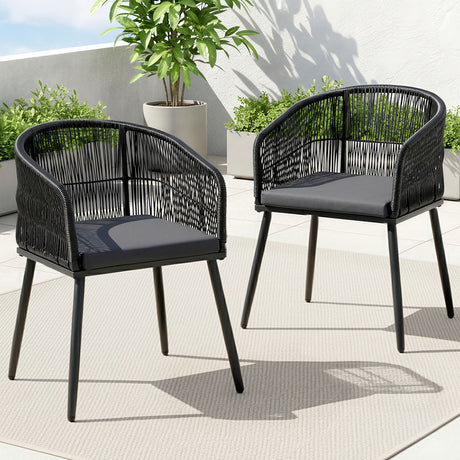 Wolumla Outdoor Dining Chair Black 2pcs image 1