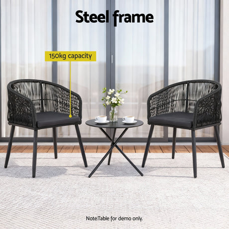 Wolumla Outdoor Dining Chair Black 2pcs image 5