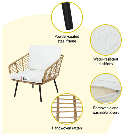 Gardeon Elegant Rattan 4-Piece Outdoor Sofa Set