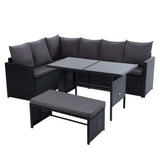 Gardeon 8 Seater Outdoor Wicker Dining and Sofa Lounge Set Black — Allure Home Collections