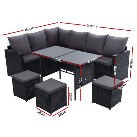 Gardeon Modular Outdoor Wicker Sofa and Dining Set with Included Hooks — Allure Home Collections
