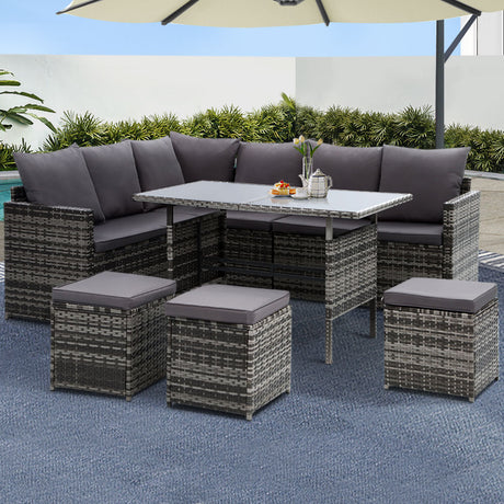 Gardeon Modular Outdoor Wicker Sofa and Dining Set with Included Hooks — Allure Home Collections