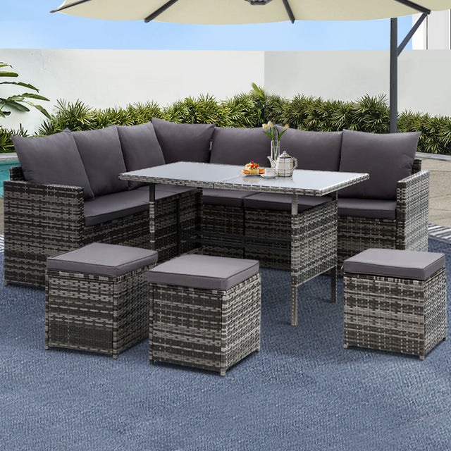 Gardeon Modular Outdoor Wicker Sofa and Dining Set with Included Hooks — Allure Home Collections