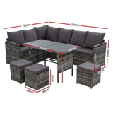 Gardeon Modular Outdoor Wicker Sofa and Dining Set with Included Hooks — Allure Home Collections