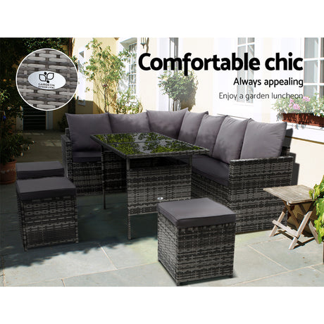 Gardeon Modular Outdoor Wicker Sofa and Dining Set with Included Hooks — Allure Home Collections