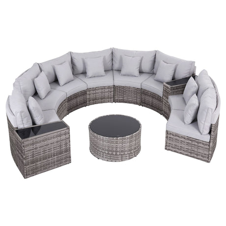 Labrador 11 Piece Outdoor Lounge Set, Grey Rattan