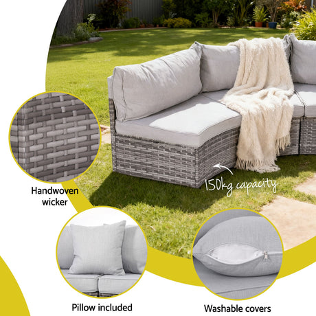 Labrador 11 Piece Outdoor Lounge Set, Grey Rattan