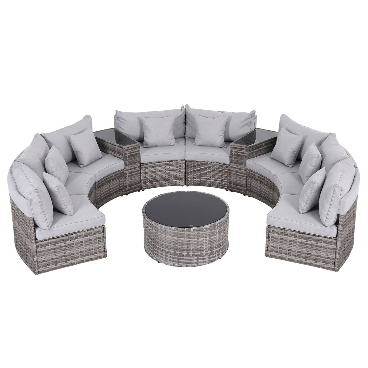 Labrador 11 Piece Outdoor Lounge Set, Grey Rattan