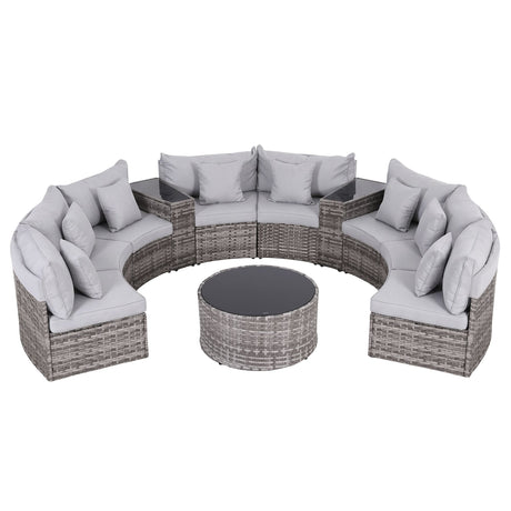 Labrador 11 Piece Outdoor Lounge Set, Grey Rattan