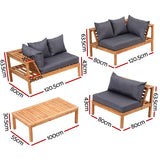 Bilinga 4 Piece Outdoor Lounge Set, Natural Timber