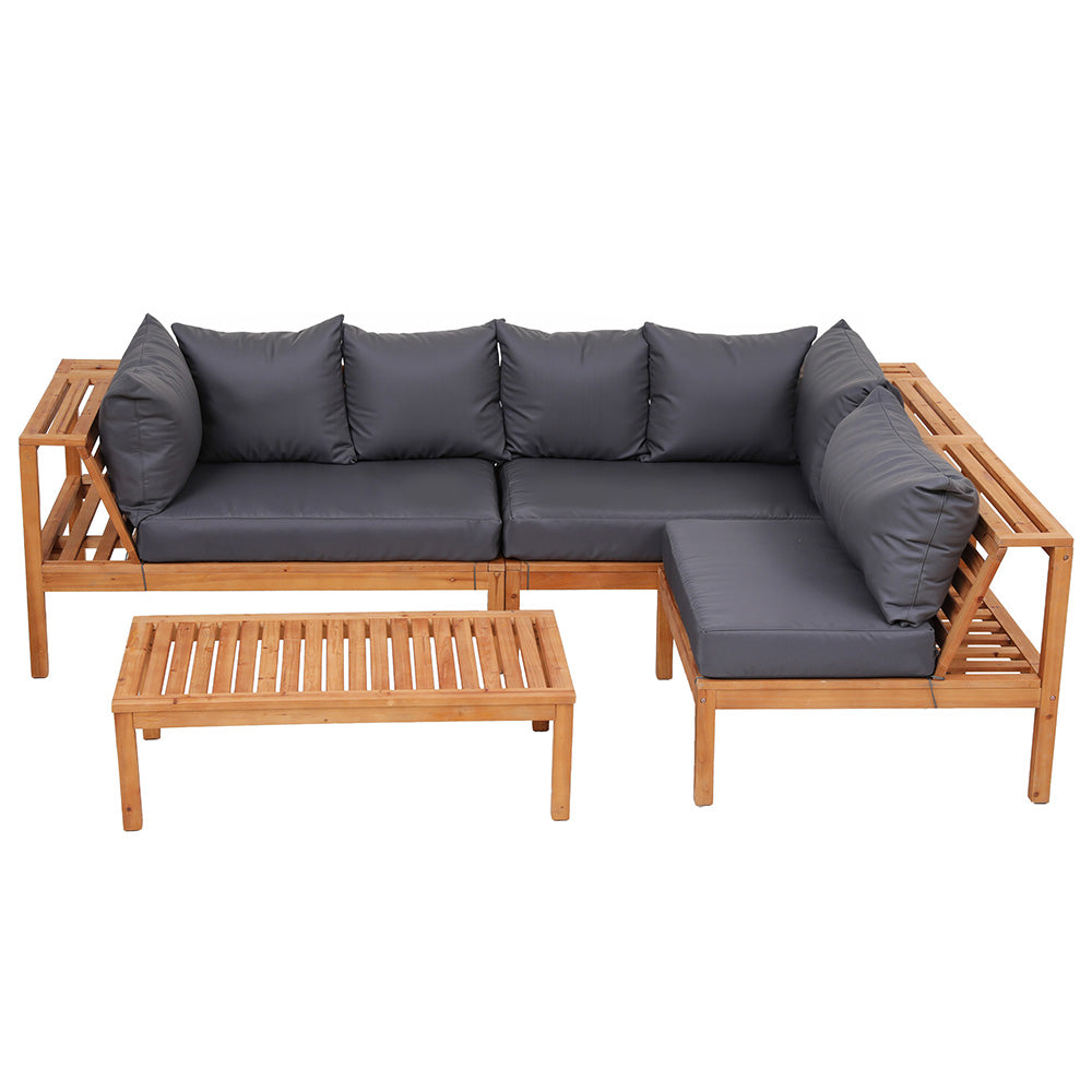 Bilinga 4 Piece Outdoor Lounge Set, Natural Timber