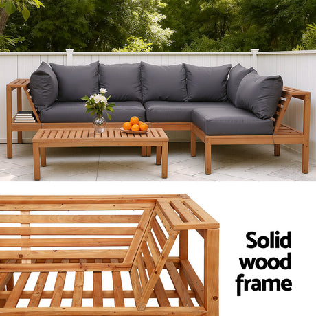 Bilinga 4 Piece Outdoor Lounge Set, Natural Timber