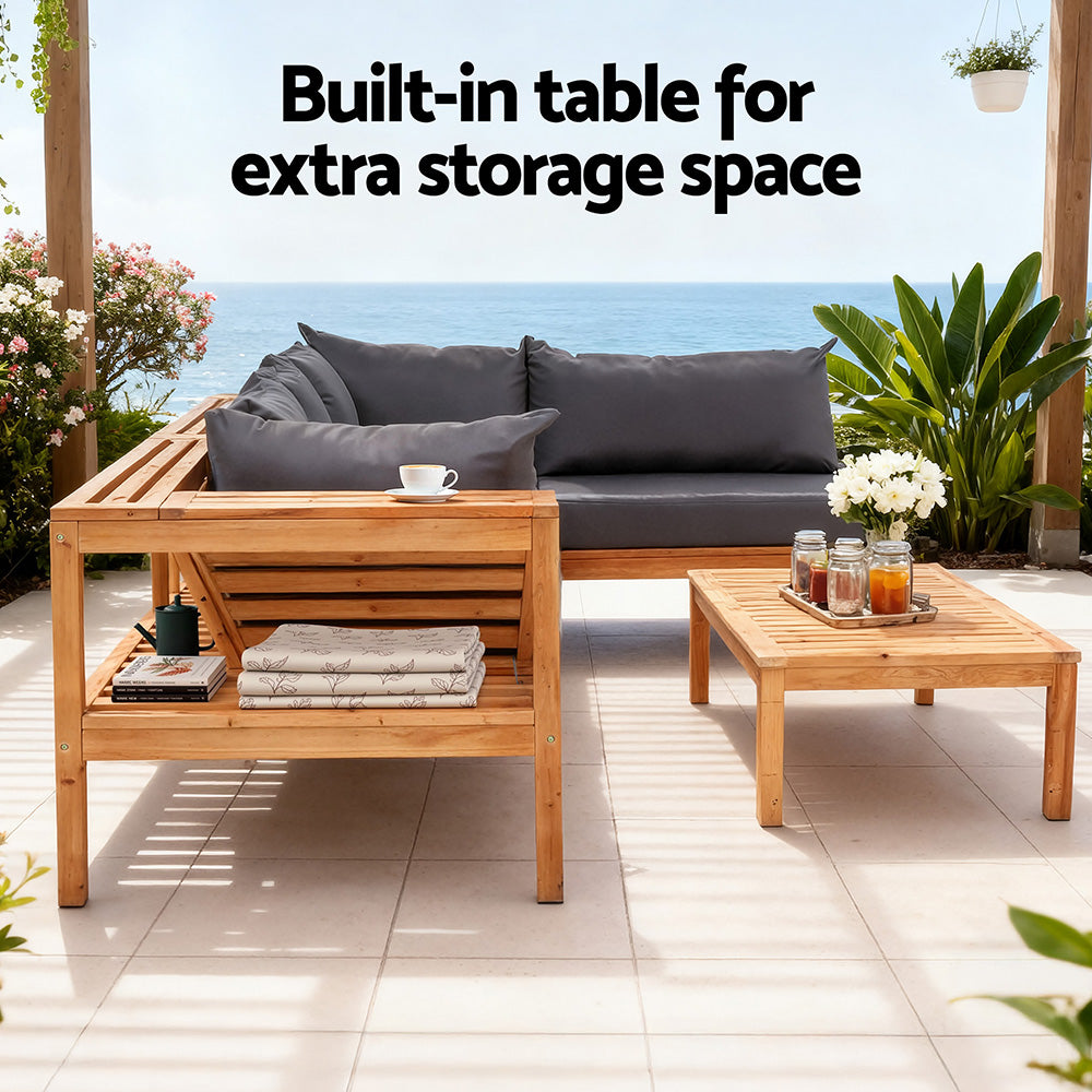 Bilinga 4 Piece Outdoor Lounge Set, Natural Timber