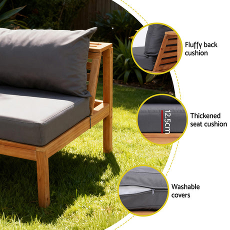 Bilinga 4 Piece Outdoor Lounge Set, Natural Timber
