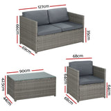 Gardeon 4 Piece Outdoor Wicker Sofa Set Couch Lounge Setting Grey — Allure Home Collections