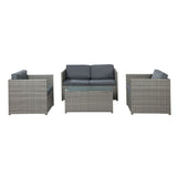Gardeon 4 Piece Outdoor Wicker Sofa Set Couch Lounge Setting Grey — Allure Home Collections