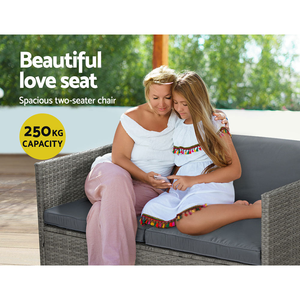 Gardeon 4 Piece Outdoor Wicker Sofa Set Couch Lounge Setting Grey — Allure Home Collections