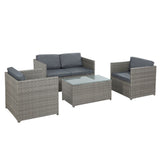 Gardeon 4 Piece Outdoor Wicker Sofa Set Couch Lounge Setting Grey — Allure Home Collections