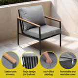 Elanora 4 Piece Outdoor Lounge Set, Black Steel
