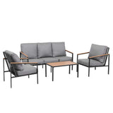 Elanora 4 Piece Outdoor Lounge Set, Black Steel