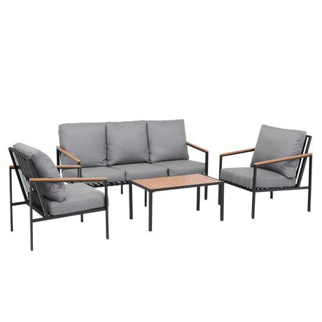 Elanora 4 Piece Outdoor Lounge Set, Black Steel