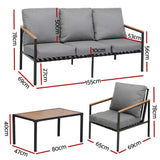 Gardeon 5 Seater Outdoor Sofa Set 4 Piece with Table Chair and Garden Bench — Allure Home Collections