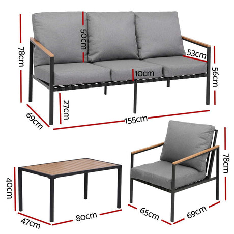 Gardeon 5 Seater Outdoor Sofa Set 4 Piece with Table Chair and Garden Bench — Allure Home Collections