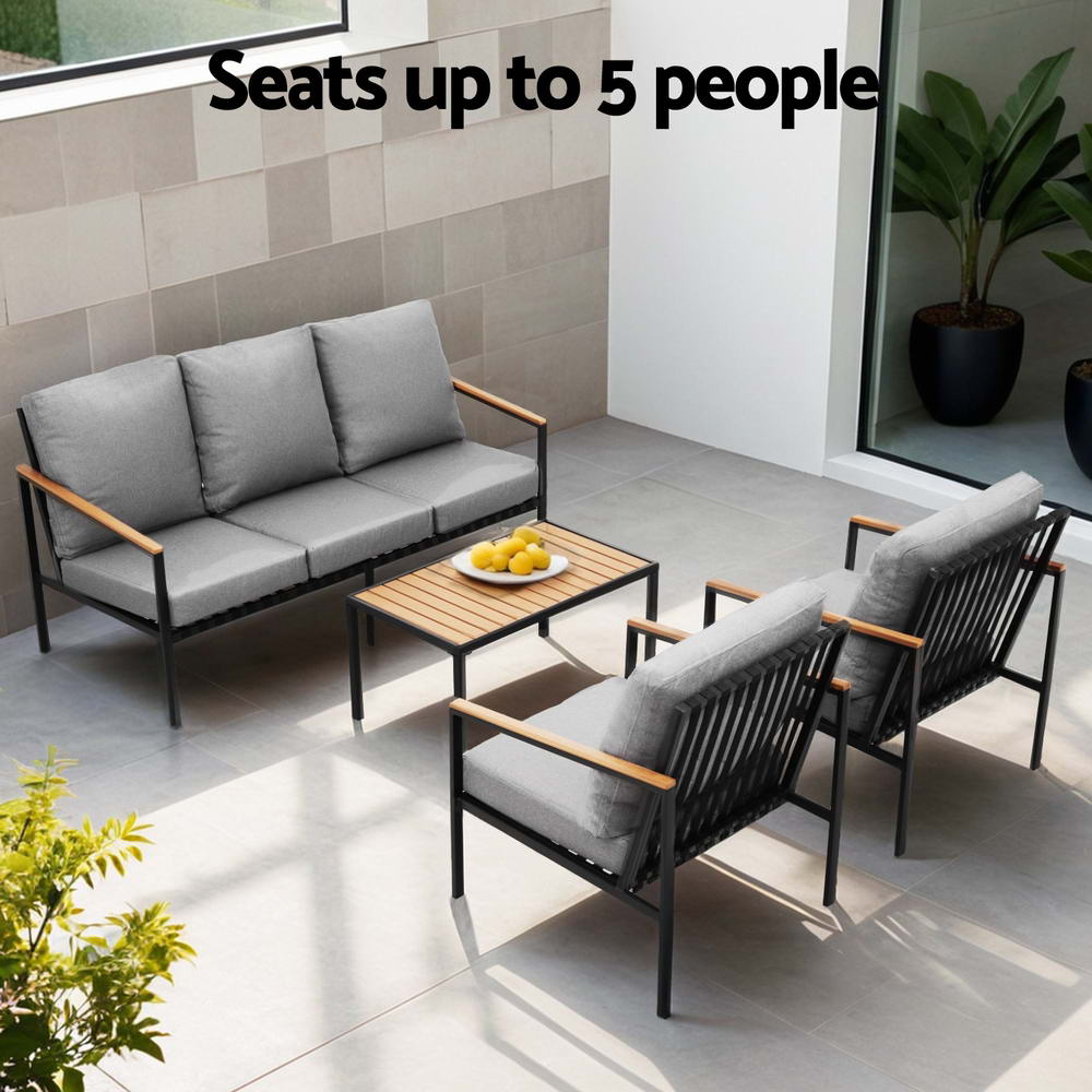 Gardeon 5 Seater Outdoor Sofa Set 4 Piece with Table Chair and Garden Bench — Allure Home Collections