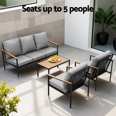 Gardeon 5 Seater Outdoor Sofa Set 4 Piece with Table Chair and Garden Bench — Allure Home Collections